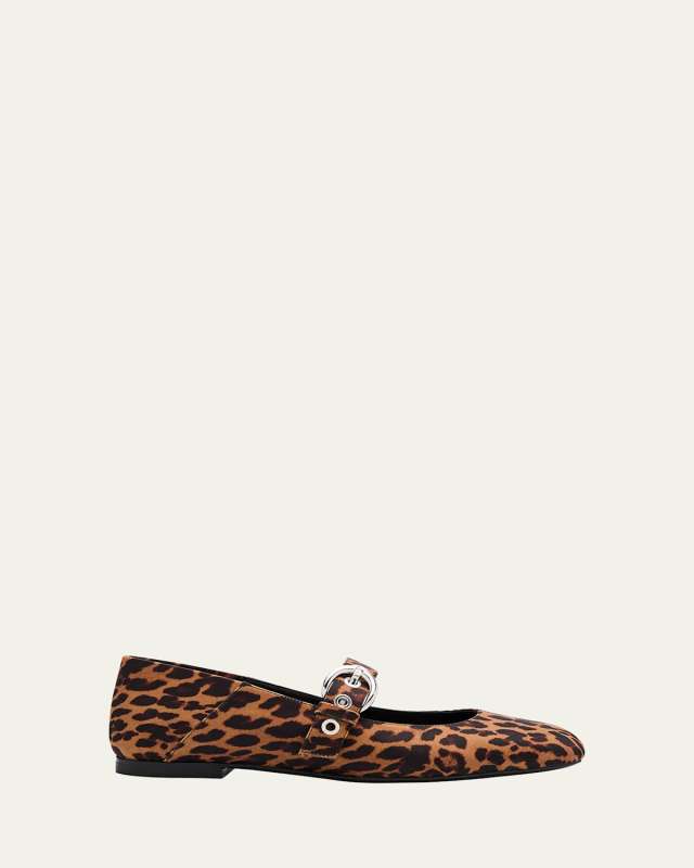 Supermoto Leopard Mary Jane Ballerina Flats